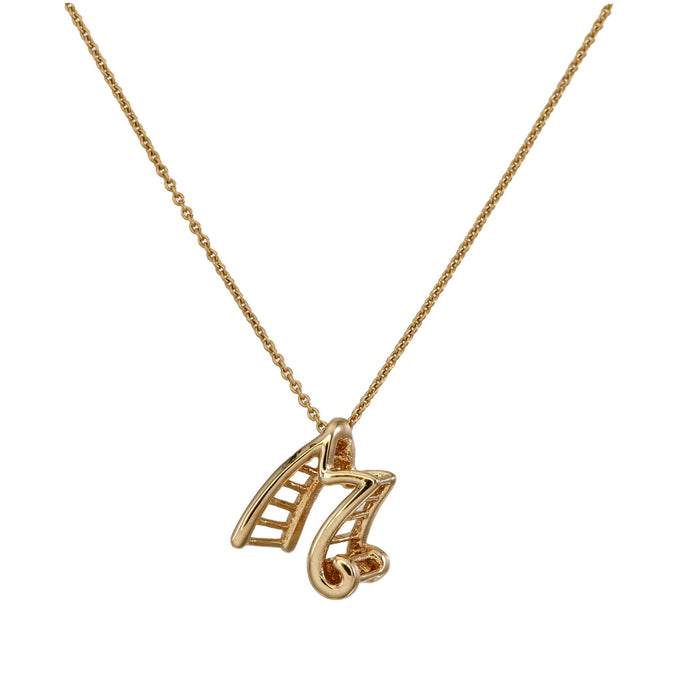 Alphabet M  Necklace in 18K Yellow Gold