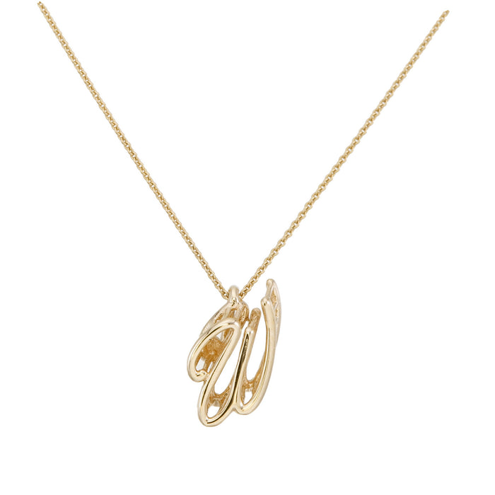 Alphabet W Necklace in 18K Yellow Gold